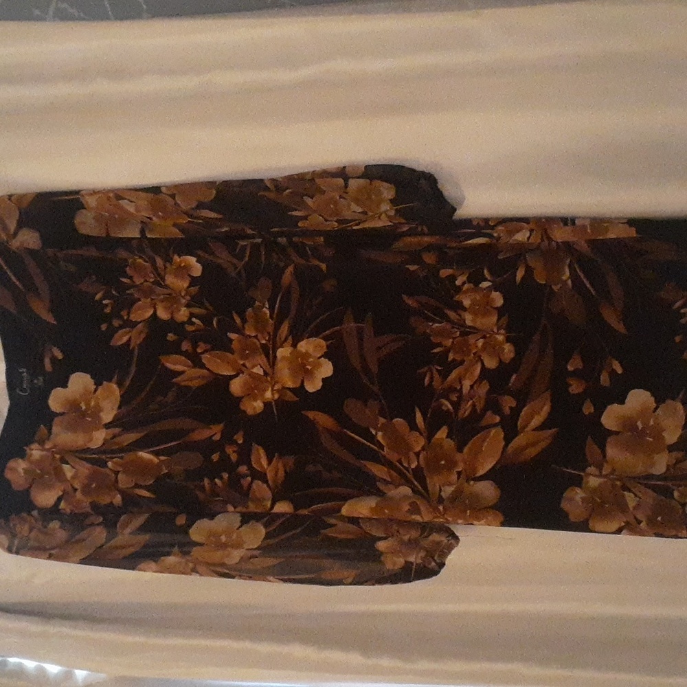 Connected Apparel 8P Black dress with brown flowers and  sheer sleeves